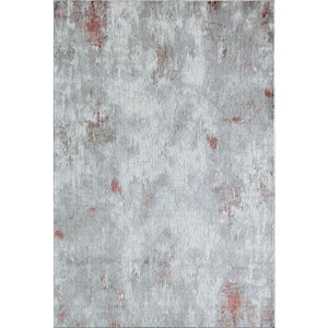 Samina Silas Silent Night White Abstract Vintage 5 ft. x 7 ft. Area Rug