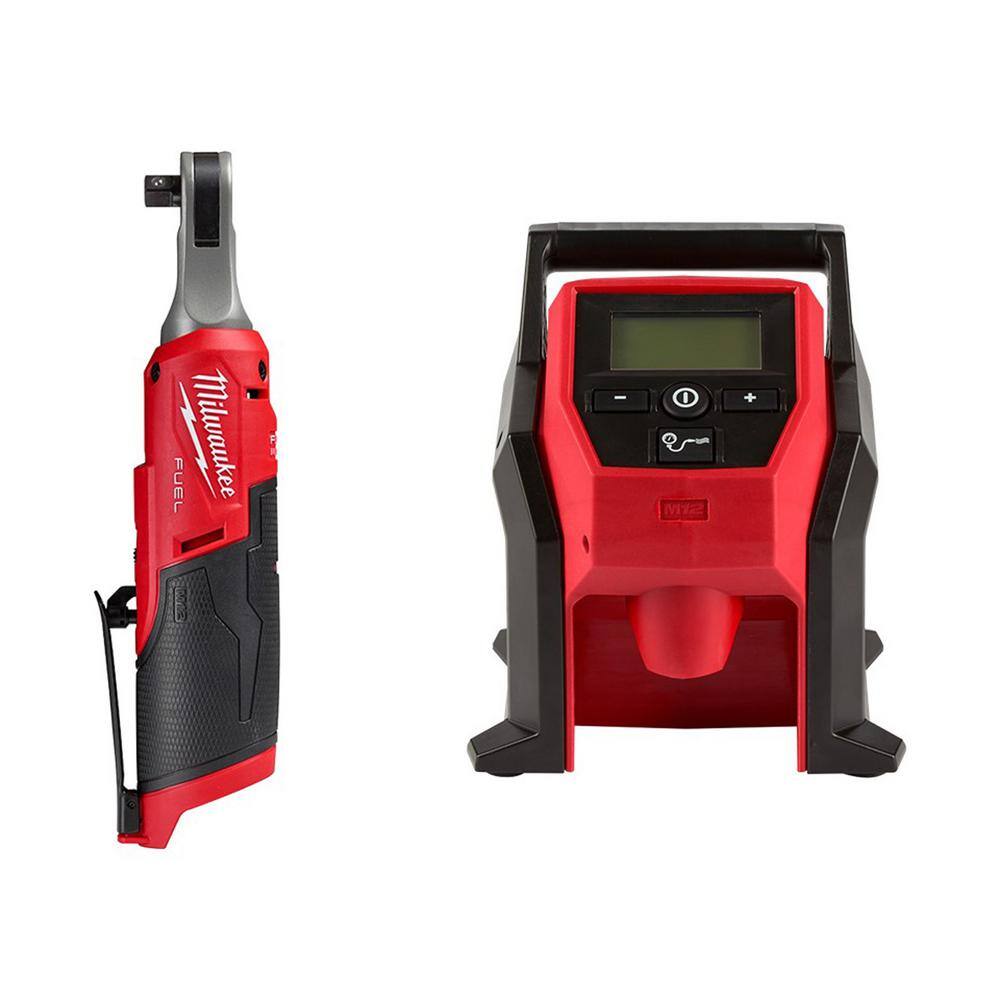 M12 FUEL 12-Volt Lithium-Ion Brushless Cordless High Speed 3/8 in. Ratchet with Cordless Compact Inflator price history on PriceWatchPro