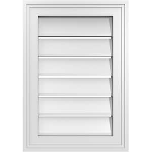 14 in. x 20 in. Vertical Surface Mount PVC Gable Vent: Functional with Brickmould Frame