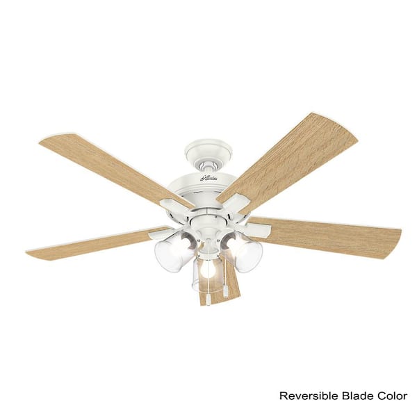 Hunter - Crestfield 52 in. LED Indoor Fresh White Ceiling Fan with 3-Light Kit