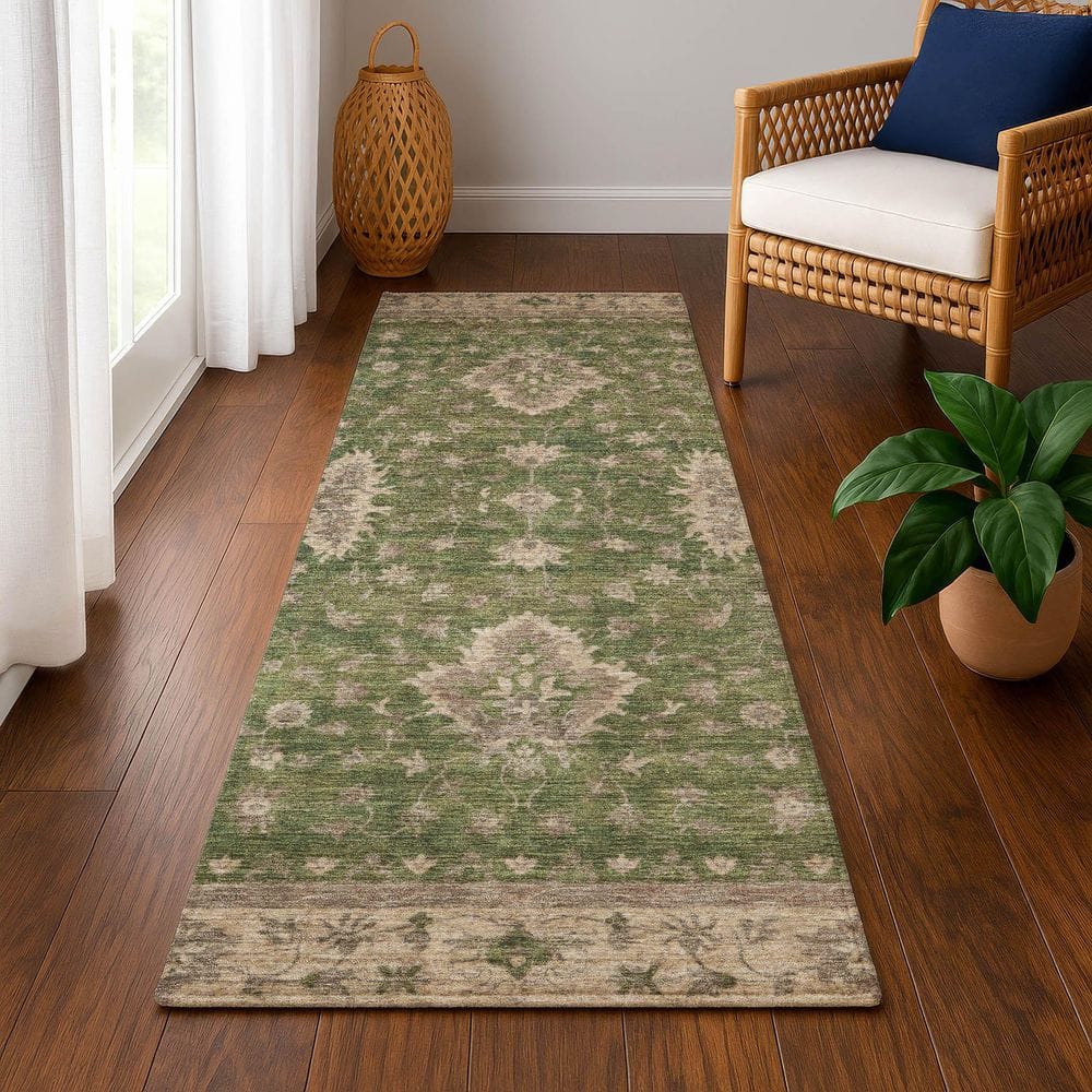 Mayfield Premium Machine Washable Abstract AMF1739 Aloe 2 ft. 3 in. x 7 ft. 6 in. Runner Rug price history on PriceWatchPro