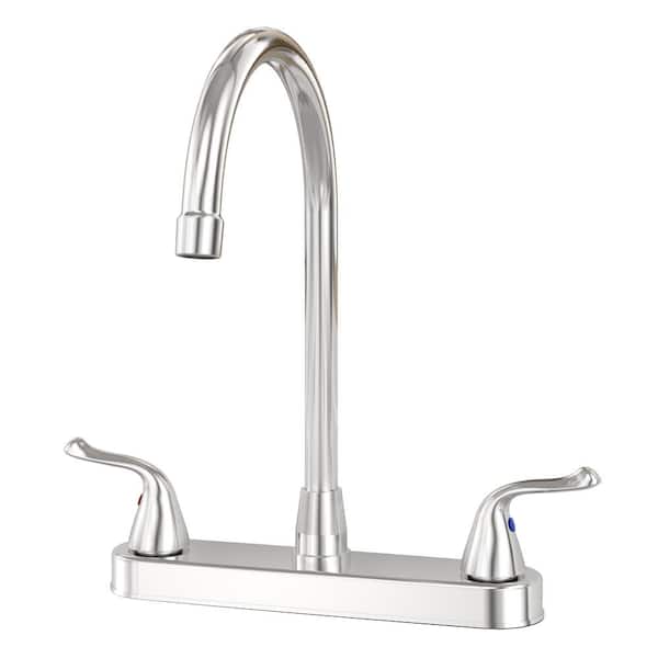 HOMLUX High-Arc 2-Handle Standard Kitchen Faucet in Chrome