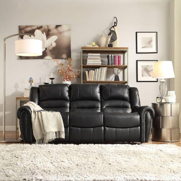 HomeSullivan Merida Black Leather Sofa