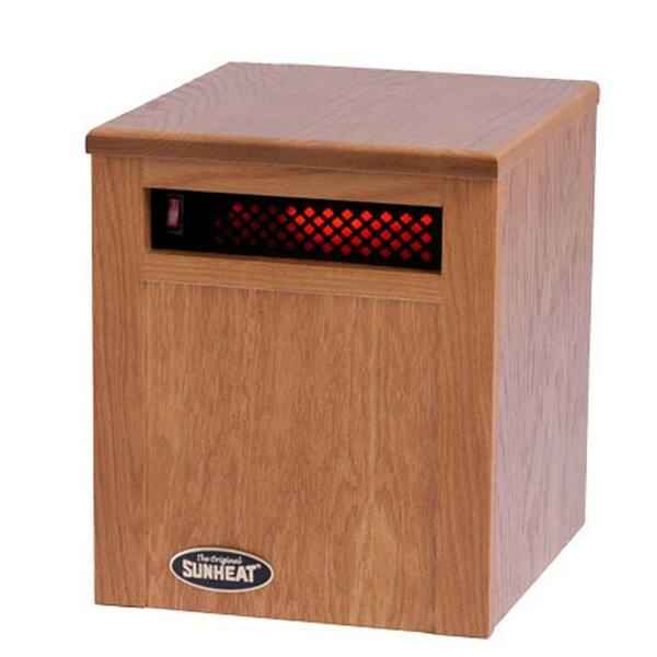 SUNHEAT 14 in. 750-Watt Infrared Electric Portable Heater with Cabinetry - Golden Oak