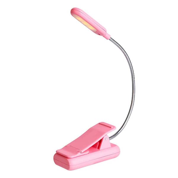 Classic Clip-On 3.7 Volt 50 Lumen Integrated LED Reading Clamp Work Light Battery Operated 3.94 in. Tool Only in Pink
