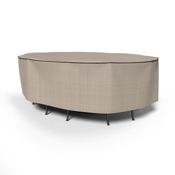 Budge StormBlock Mojave Extra-Large Black Ivory Oval Table and Chairs Combo Cover