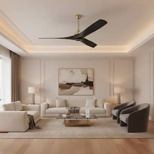 Aviation 60 in. Indoor Soft Brass Finish Ceiling Fan with Remote Control