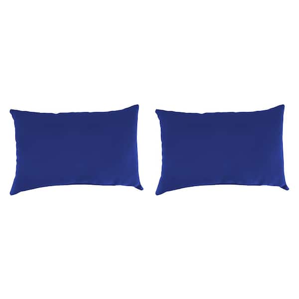 Jordan Manufacturing 18 in. L x 12 in. W x 4 in. T Outdoor Pillow Lumbar Throw in Veranda Cobalt (2-Pack)
