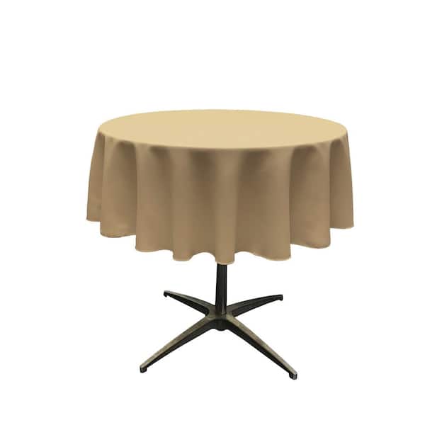 LA Linen 58 in. Round Taupe Polyester Poplin Tablecloth