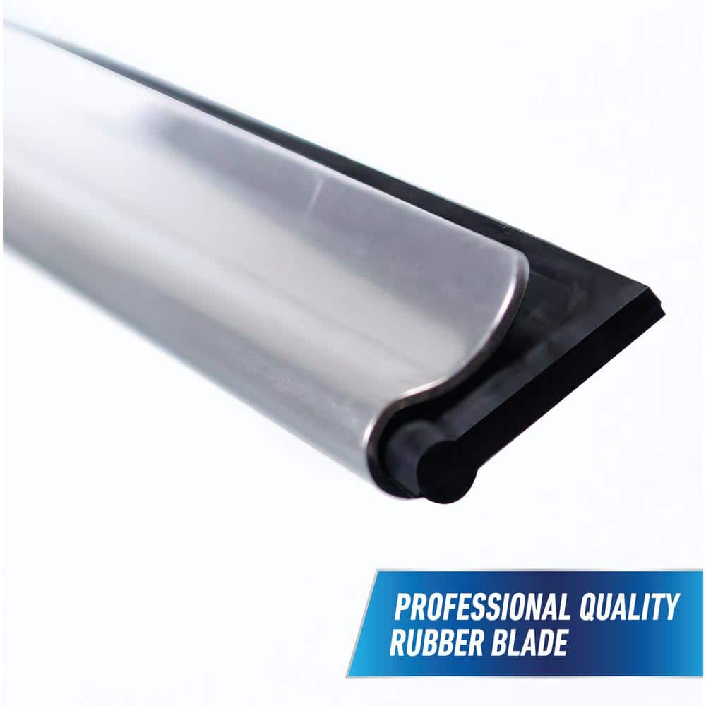 18-Inch Blue and Black Plastic Window Squeegee with Interchangeable Blades