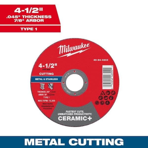 4-1/2 in. x .045 in. x 7/8 in. Ceramic Plus Metal Cut Off Wheel -Type 1