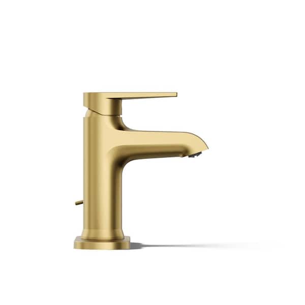 KOHLER Hint Single-Handle Bathroom Faucet with Escutcheon in Vibrant Brushed Moderne Brass