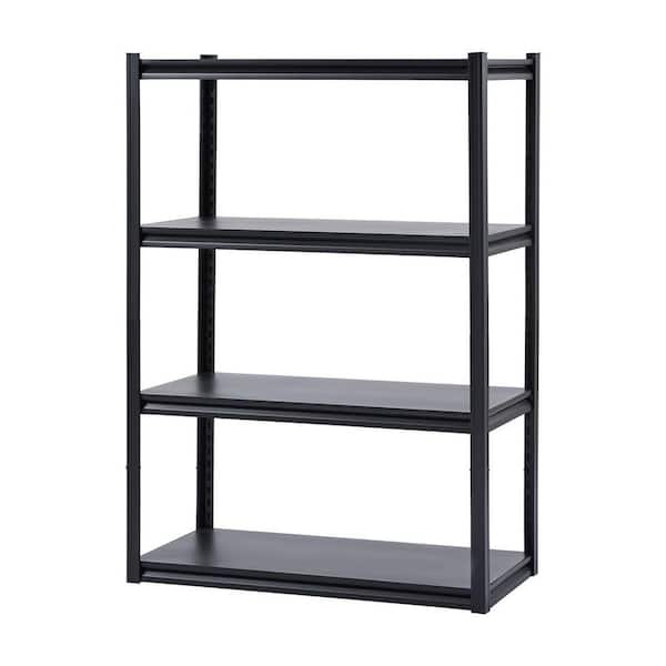 Steel Storage Shelves, 2400 lbs., 4 Tier Garage Storage Shelving, 20in. D x 40in. W x 57in. H Adjustable Black Shelves
