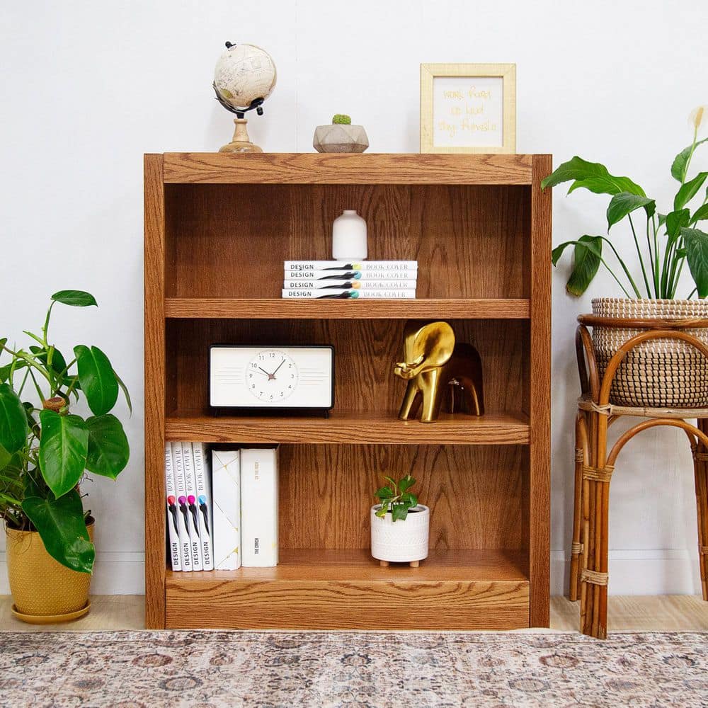 Concepts In Wood 36 in. Dry Oak Wood 3-shelf Standard Bookcase