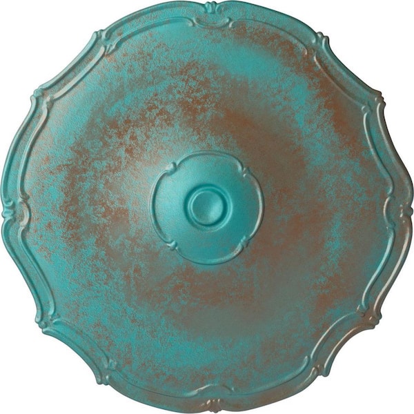 Ekena Millwork 18-7/8 in. x 1-1/2 in. Pompeii Urethane Ceiling Medallion (Fits Canopies upto 2 in.), Copper Green Patina