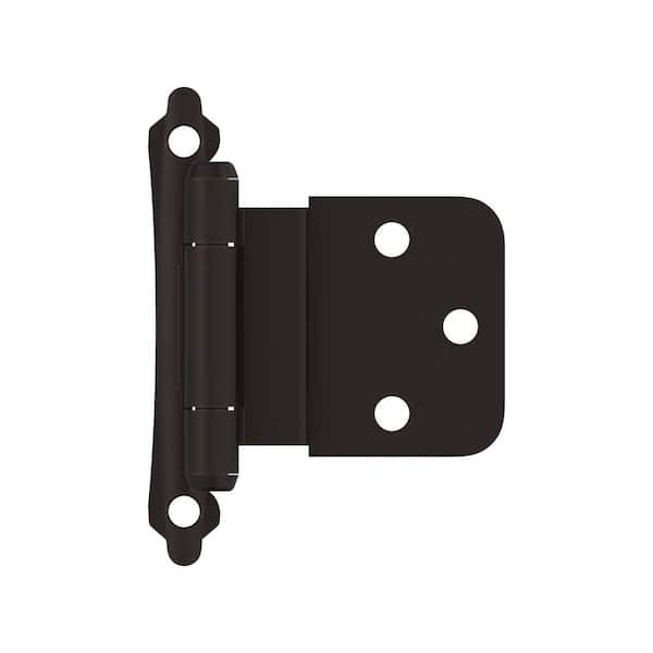 Amerock Oil-Rubbed Bronze 3/8 in. (10 mm) Inset Self-Closing, Face Mount Cabinet Hinge (2-Pack)