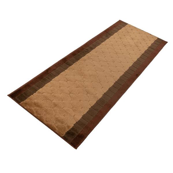 RugStylesOnline Volley Abstract Euro Brown 36 in. x 38 ft. Your Choice Length Stair Runner