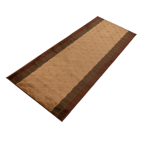 RugStylesOnline Volley Abstract Euro Brown 36 in. x 43 ft. Your Choice Length Stair Runner