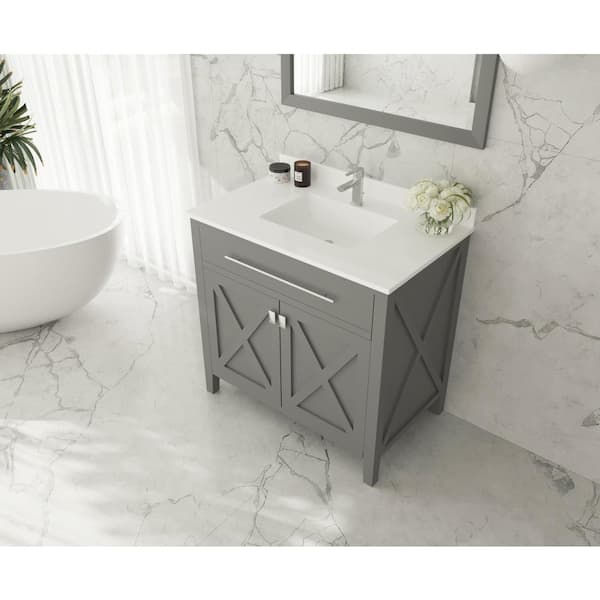 Laviva 36 in. W x 22 in. D Quartz Vanity Top in White with White