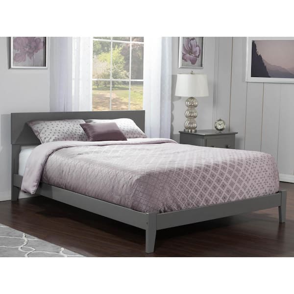AFI Orlando Grey Full Solid Wood Frame Low Profile Platform Bed with Attachable USB Device Charger