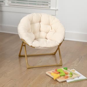 Ivory Faux Fur/Soft Gold Frame Fabric Accent Chair