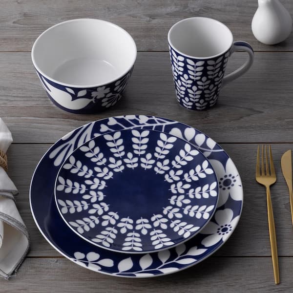 Noritake Bluefjord 11 in. (Blue) Porcelain Coupe Dinner Plates 