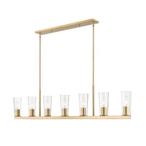 Titus 7-Light in Modern Gold Linear Chandelier with no bulbs included