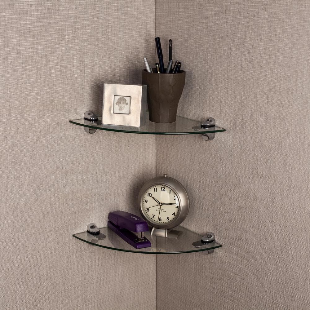 Sleek White Tempered Glass Floating Wall Shelf, 12"x14"
