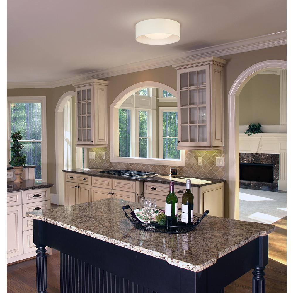 White 12" LED Drum Flush Mount Ceiling Light