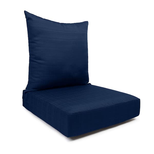 Sunrise 23 in. x 24 in. x 5 in. Deep Seat Cushion-Back and Seat Set with Knife Edge Indigo