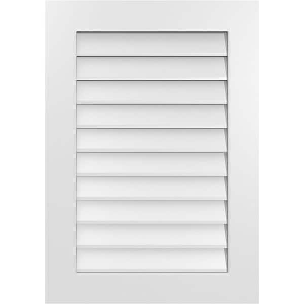 Ekena Millwork 24 in. x 34 in. Rectangular White PVC Paintable Gable Louver Vent Non-Functional