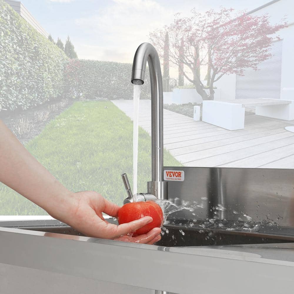 Stainless Steel Utility Sink with Faucet and Workbench