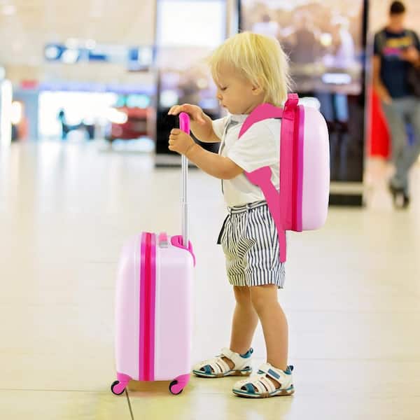 HONGGE 2-Piece Kids Carry-On Luggage Set with 16 in. Rolling Suitcase and 12 in. Backpack for Travel, Navy HONGGE 2-Piece Kids Carry-On Luggage Set with 16 in. Rolling Suitcase and 12 in. Backpack for Travel, Navy