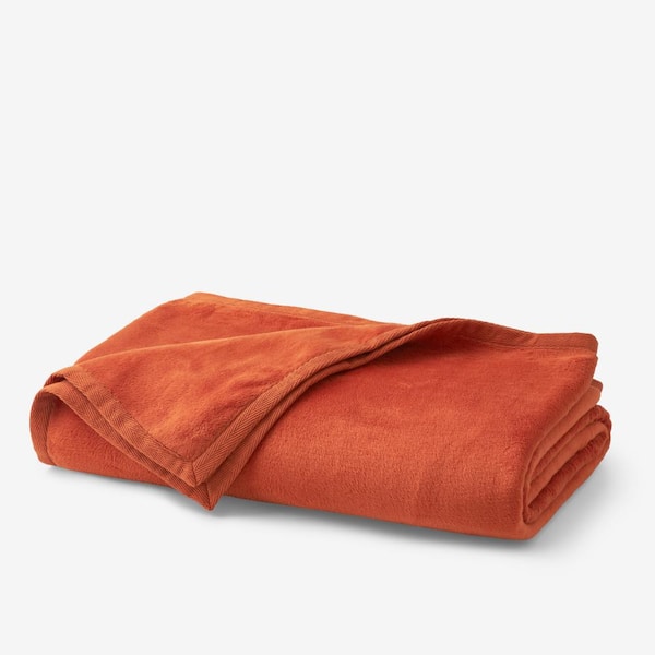 The Company Store Cotton Fleece Persimmon Cotton Queen Blanket