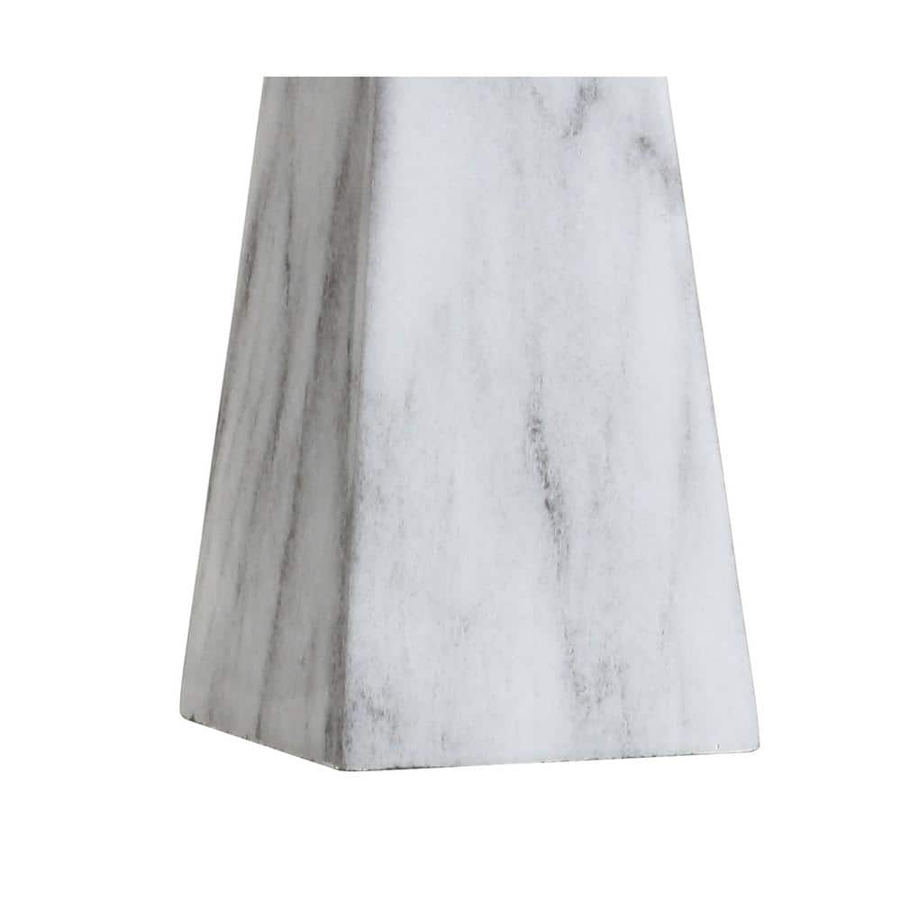 Elegant 20.5" White Marble-Effect Resin Table Lamp with Linen Shade