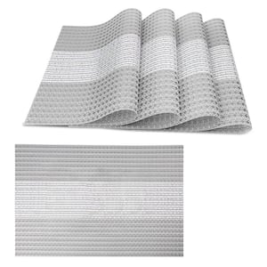 18 in. x 12 in. Grey Glitter Vinyl Weave Placemats (Set of 4)