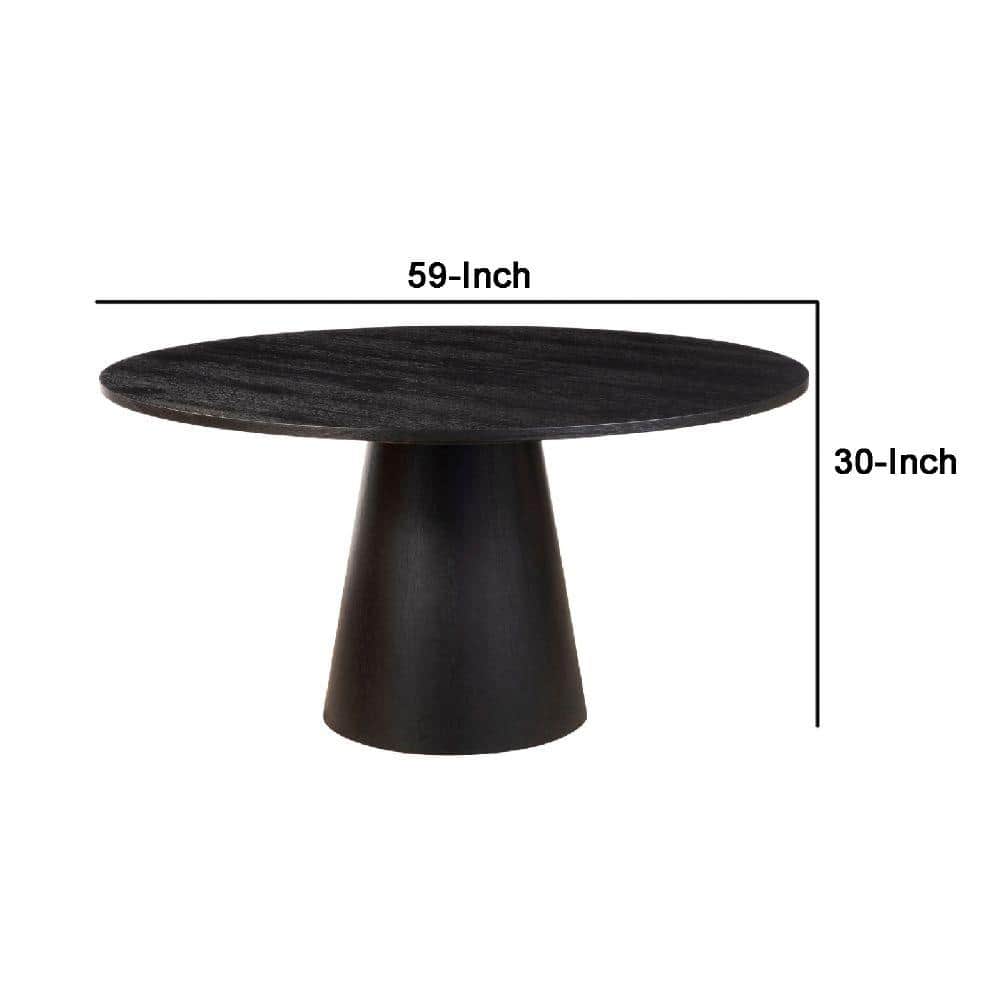 59" Dark Brown Rubberwood Round Dining Table