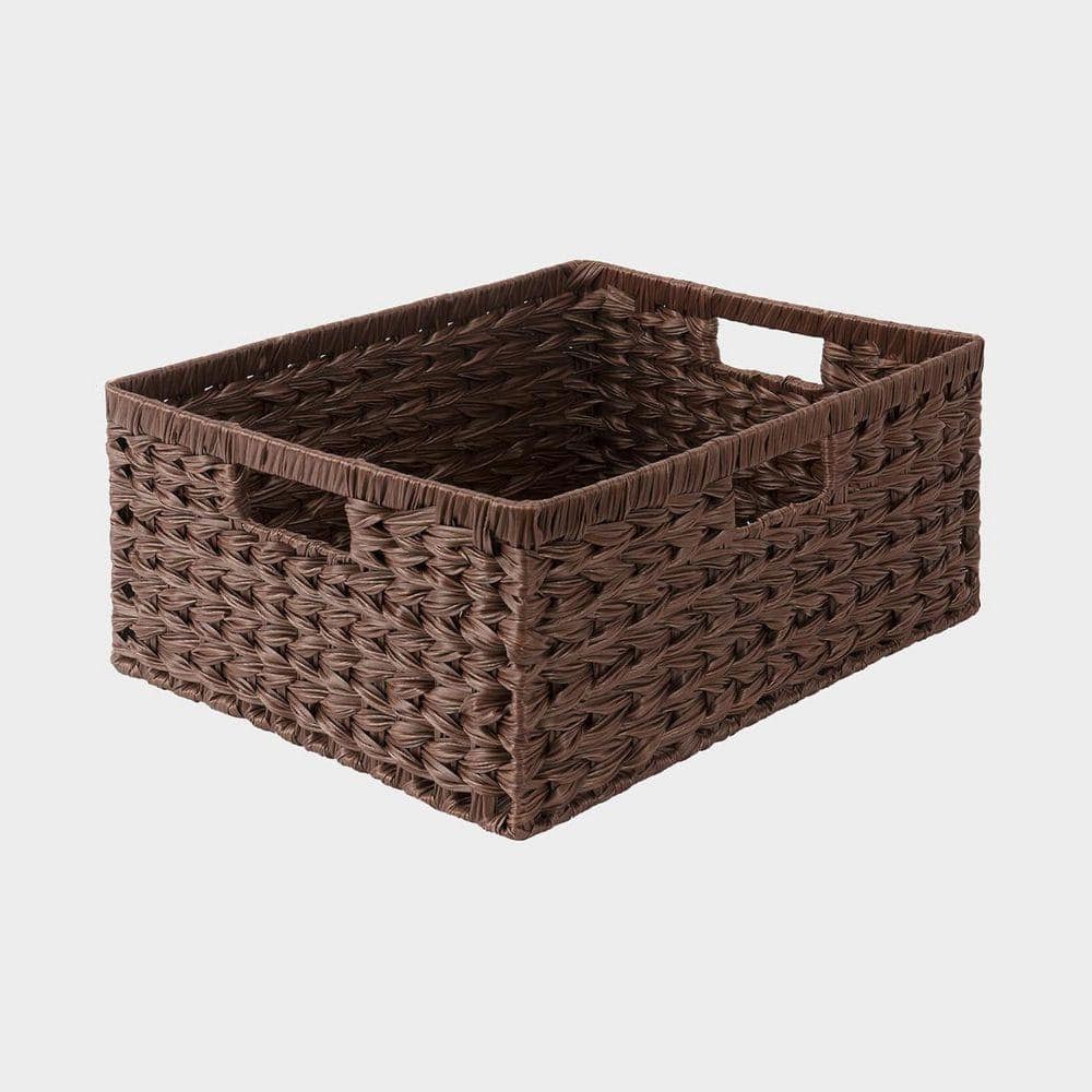 Brown 16.5 in. x 7.5 in. Polypropylene Decorative Basket with