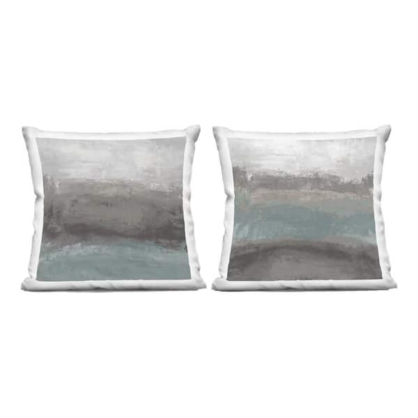 Dark Earth & Sea Gray Abstract Zipper Polyester 18 in. X 18 in. Throw Pillow Set of 2