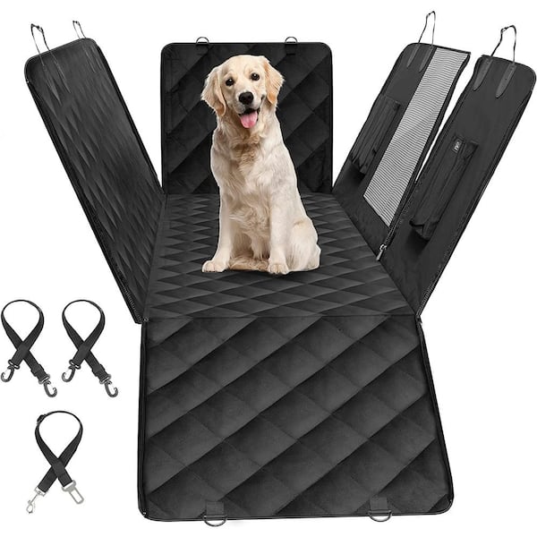 54 in. W x 58 in. L Simple Pet Seat Protector Black Oxford Fabric Dog Car Back Seat Furniture Cover