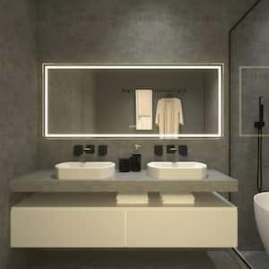 72 in. W x 30 in. H Frameless Beveled LED Single Bathroom Vanity Mirror, Polished Crystal