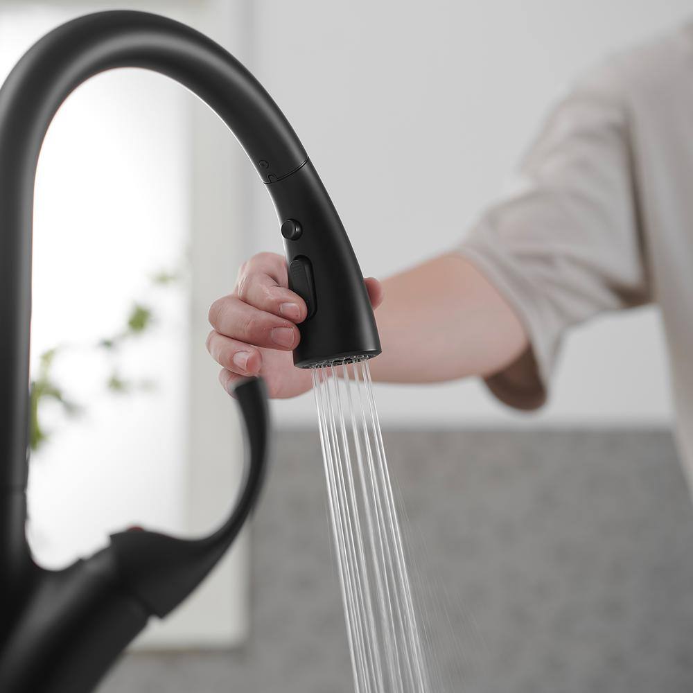Matte Black High-Arc Single Handle Pull-Down Sprayer Kitchen Faucet