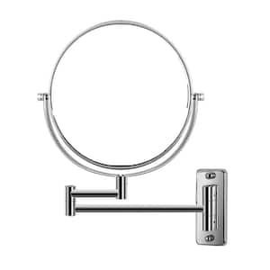 16.7 in. W x 13 in. H Small Round 1x/7x Magnifying Wall Mounted Bathroom Makeup Mirror in Chrome