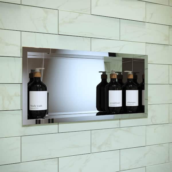 Swiss Madison Voltaire 15 in. W x 4 in. H x 24 in. D Stainless Steel Shower Niche in Chrome