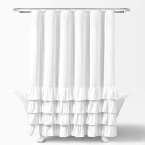 72 in. x 72 in. Allison Ruffle Shower Curtain White Single