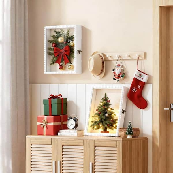 White 14 in. x 3 in. Wood Deep Large Shadow Decorative Box