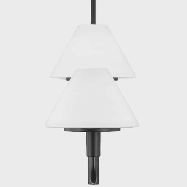 Generation Lighting - Mendota 4 Light Midnight Black Transitional Chandelier with Opal Etched Glass Shades