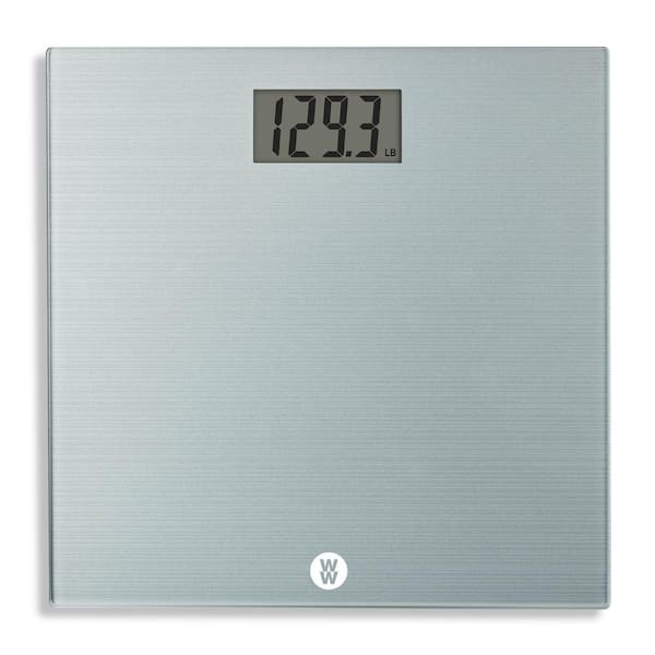 Weight Watchers WW Brushed Metal Glass Scale Large 1.5 in. LCD Display
