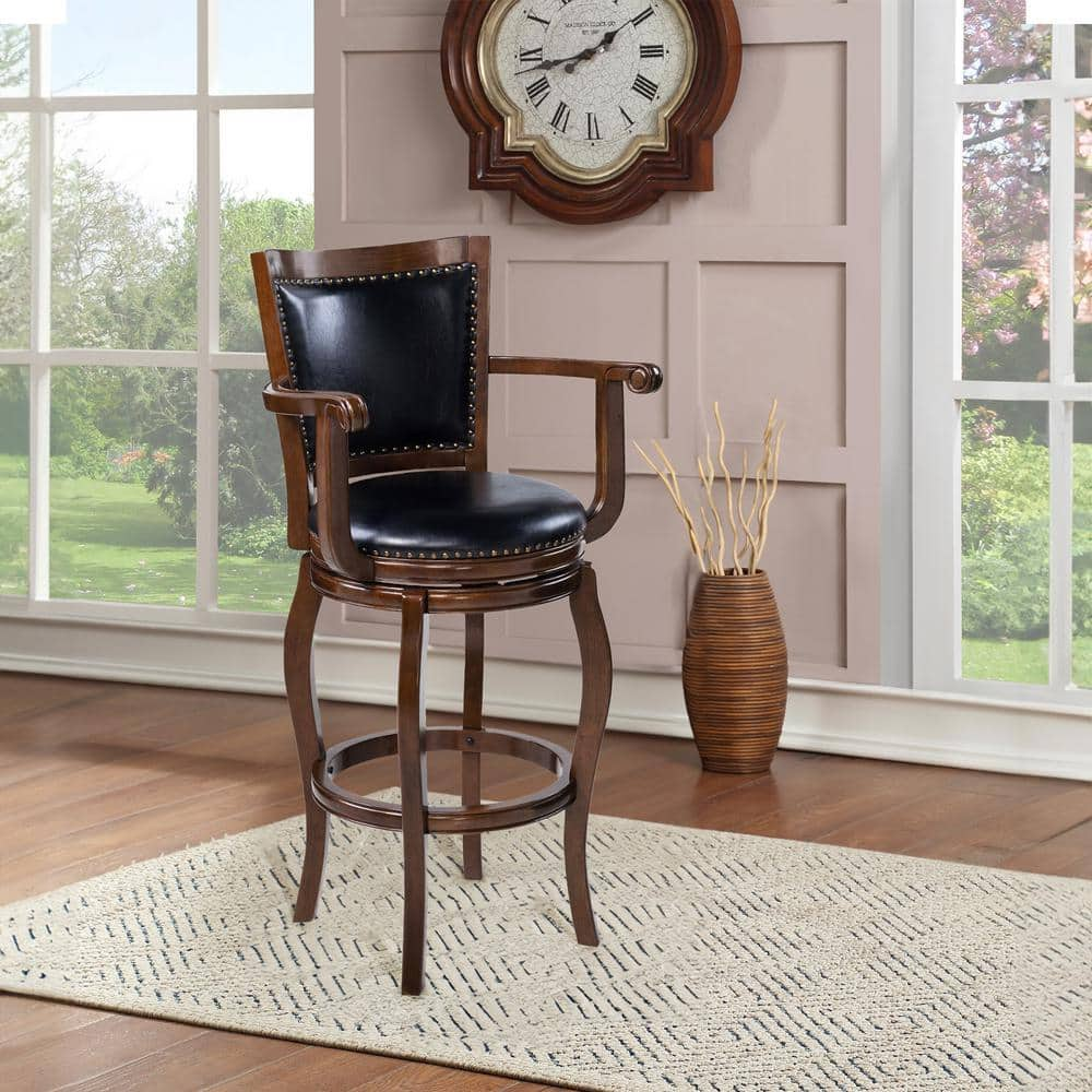 Boraam Jones 36 in. Extra Tall High Back Swivel Wood Kitchen Bar Stool - Cappuccino