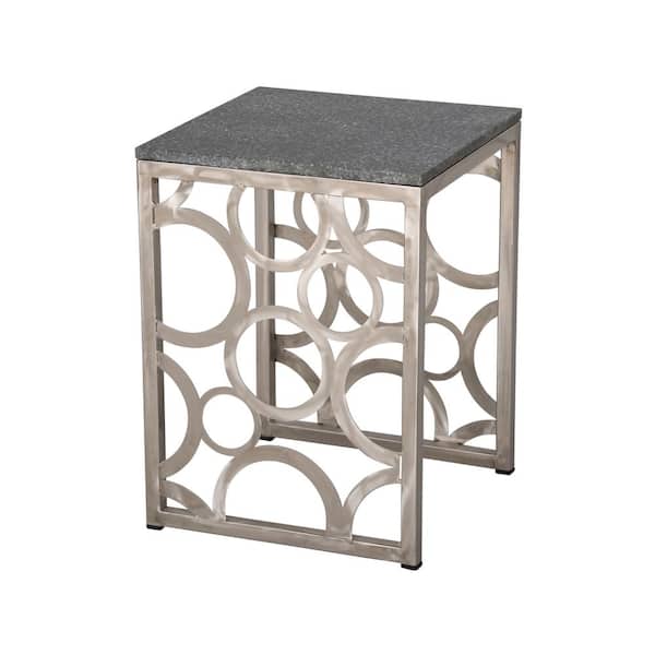 Emissary Rings 18 in. H Polished Stainless Steel Square Stainless Steel Accent Table